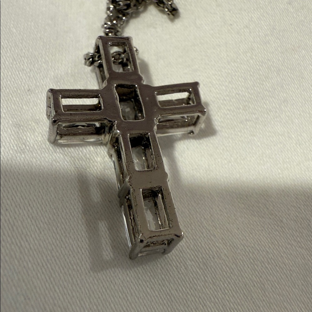 Silver Cross Pendant Necklace - Picture 2 of 3